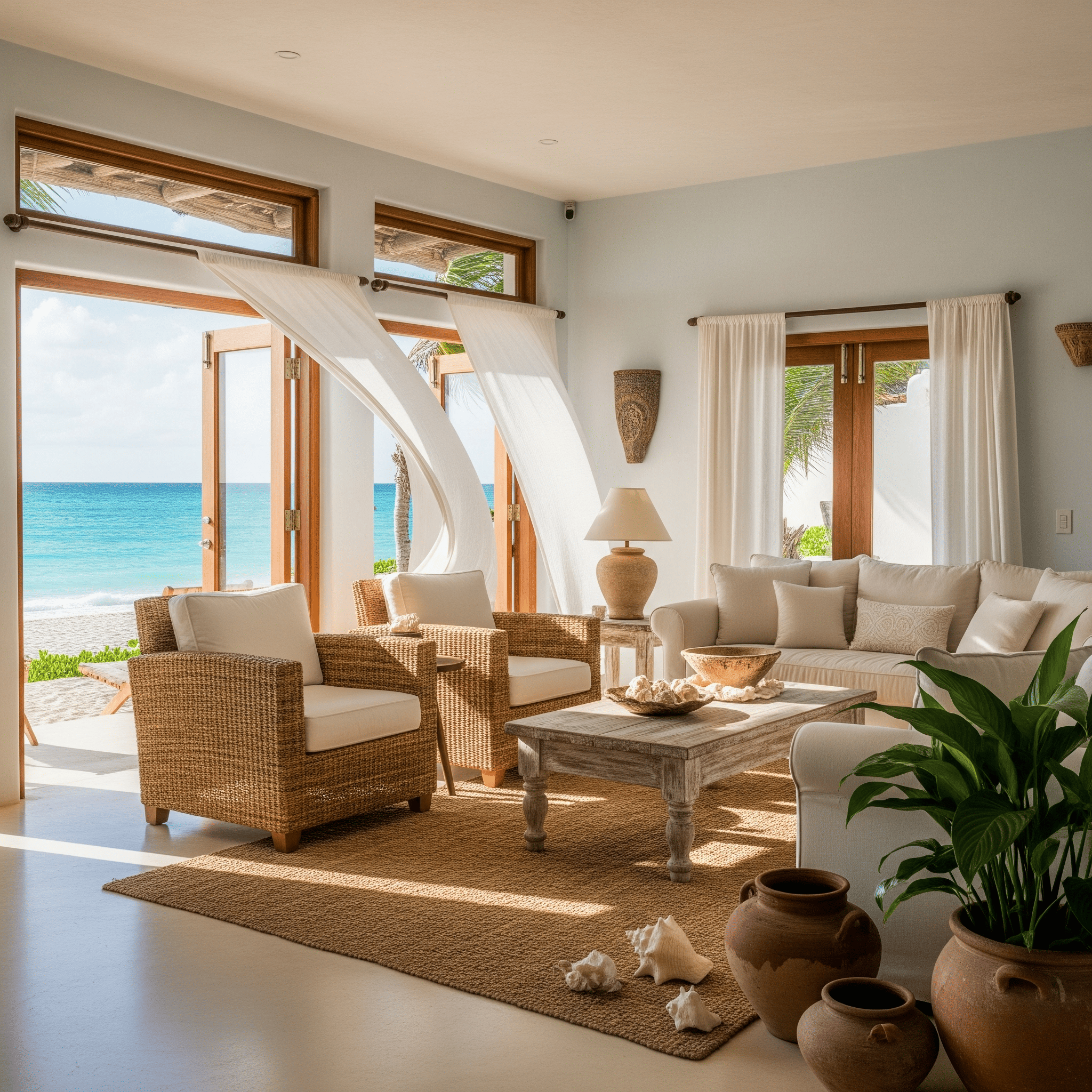 Casa de playa estilo costero en Yucatán con luz natural y vistas al mar