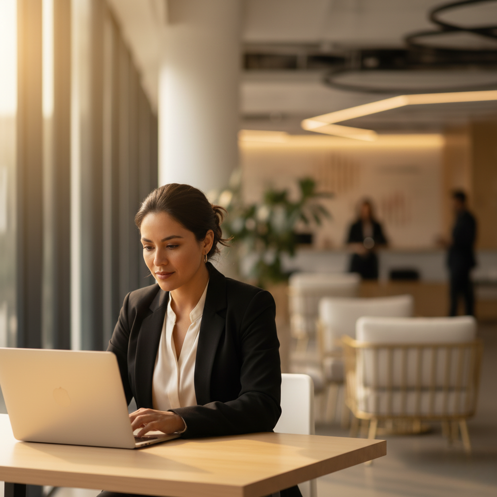 Emprendedora usando IA